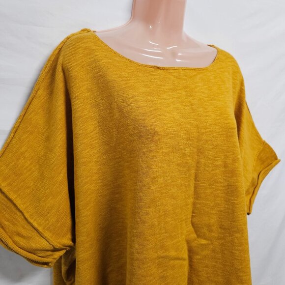 FP BEACH Winnie Oversized Sweater Tee Size L Mustard Cotton - Picture 4 of 15